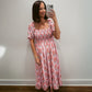 The Rosy Garden Smocked Midi Dress