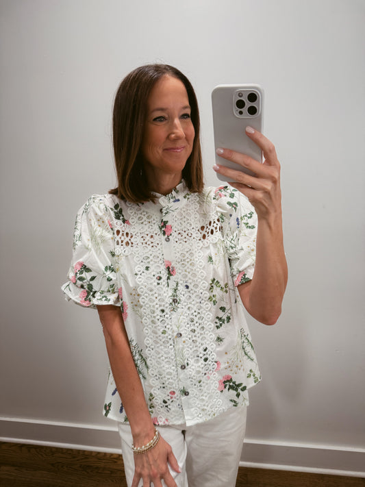 Wildflower Lace Blouse in White