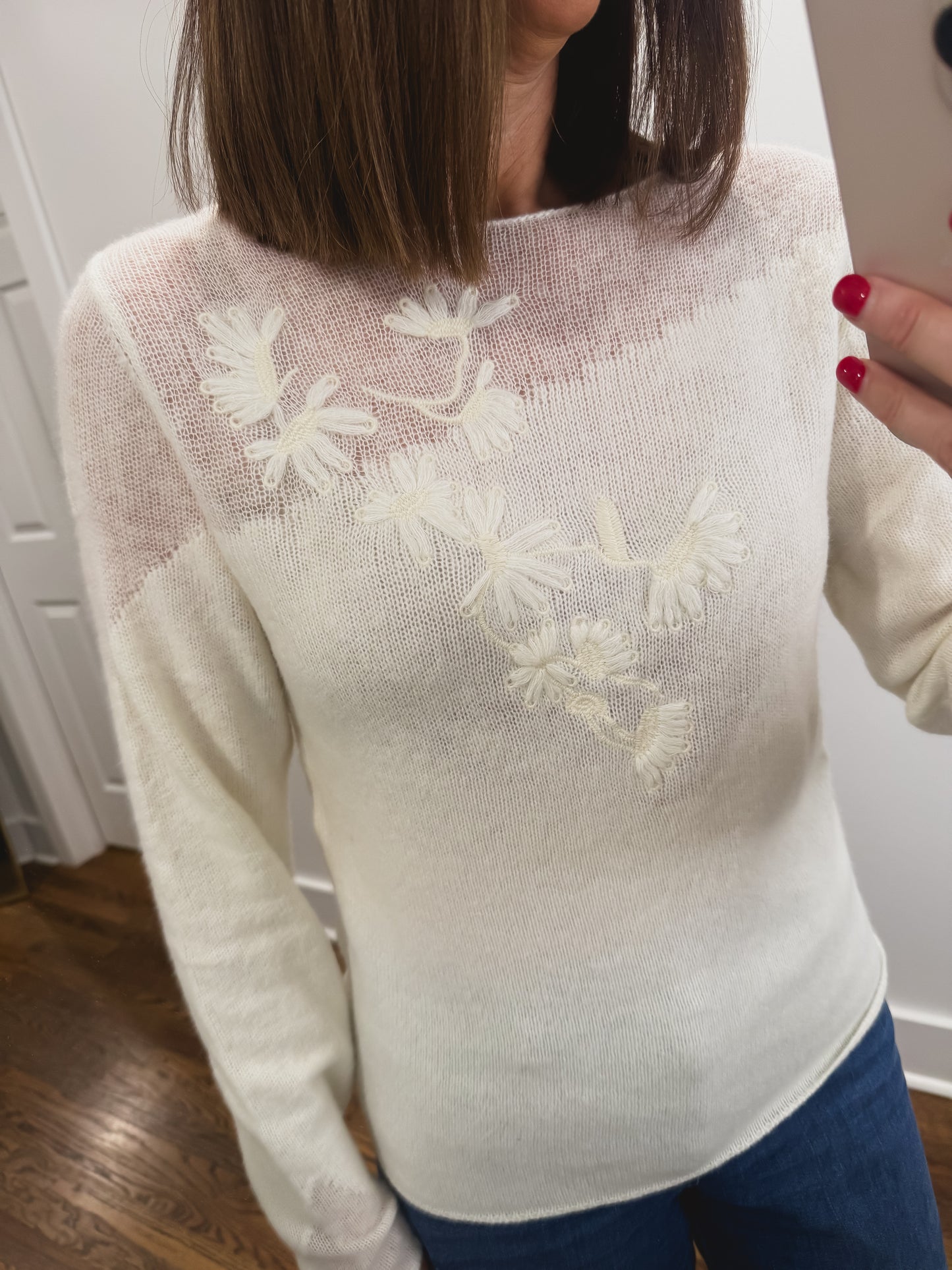 The Daisy Stitch Sweater in Cream