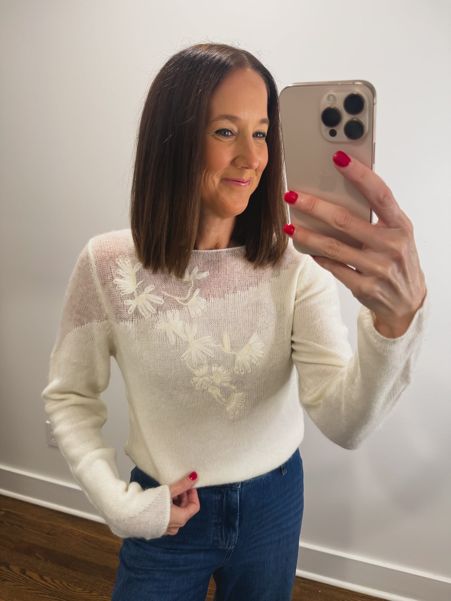 The Daisy Stitch Sweater in Cream