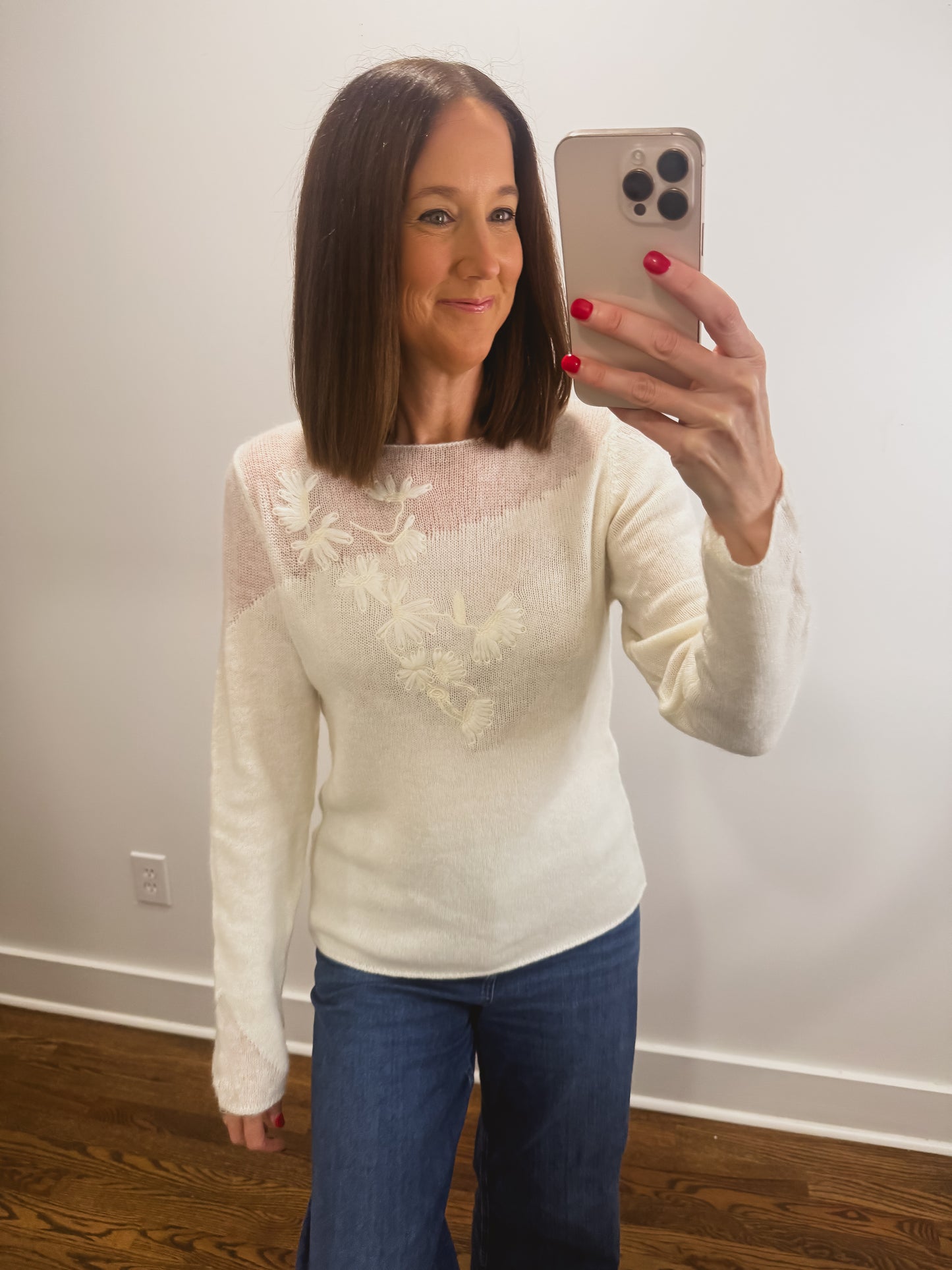 The Daisy Stitch Sweater in Cream