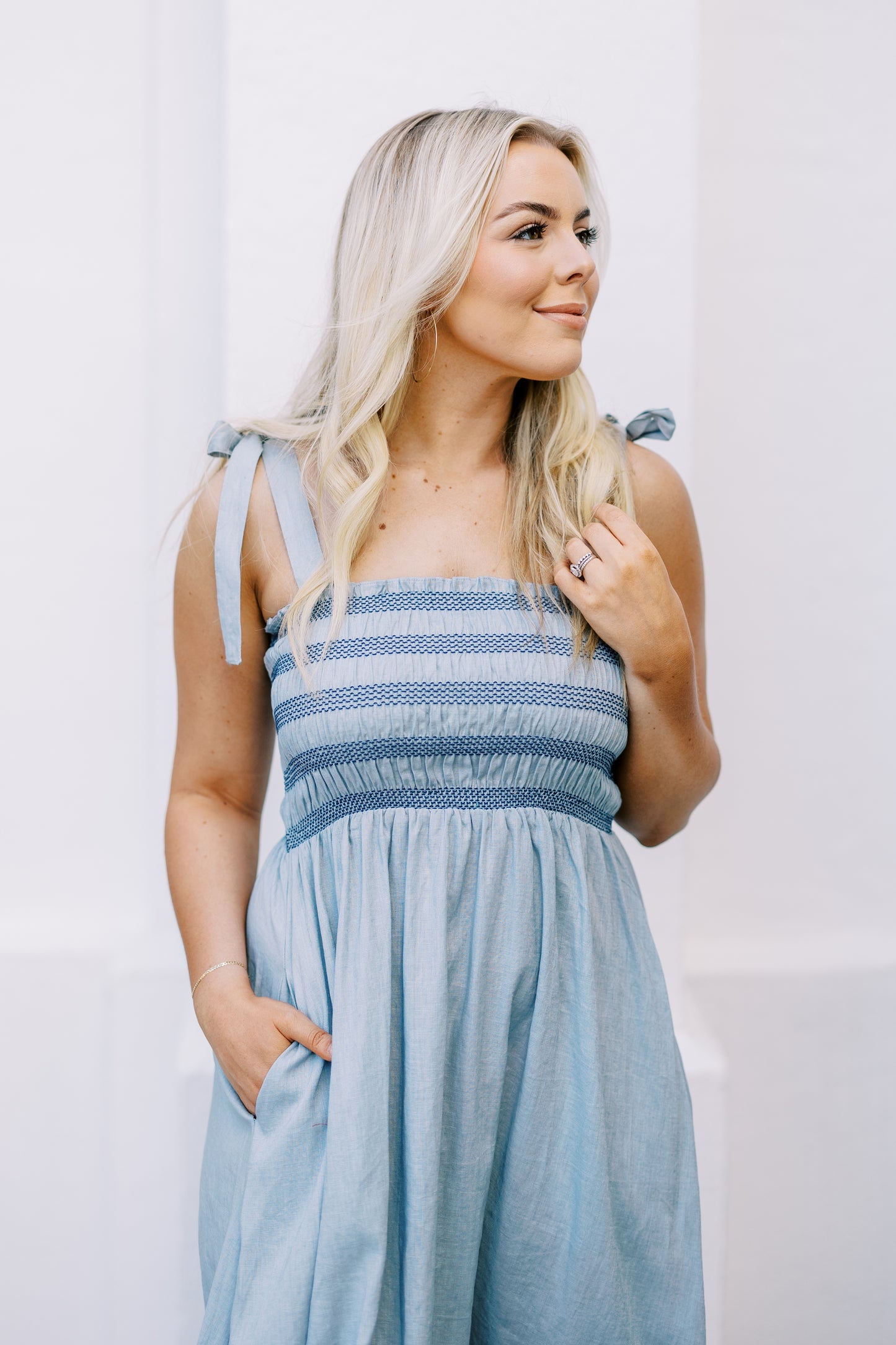 The Piper Smocked Linen Dress