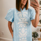 Waverly Appliqué Mini Dress in Blue