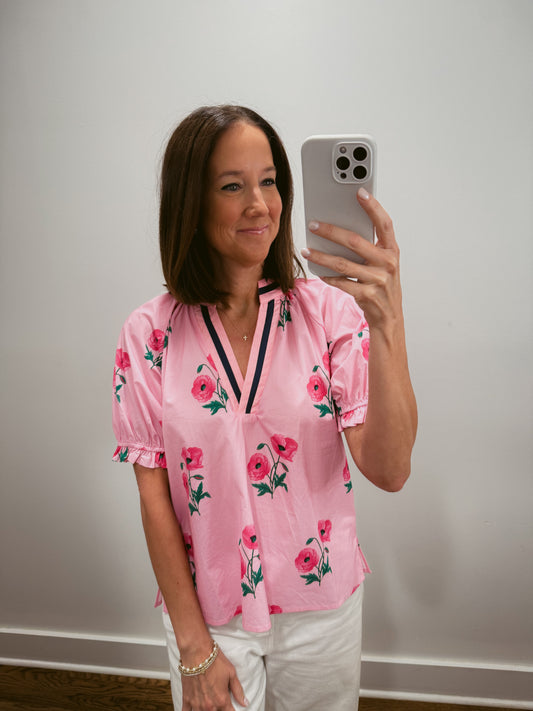 Pink Poppy Puff Sleeve Top