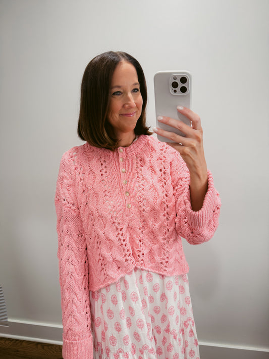 The Open Knit Sweater in Pink