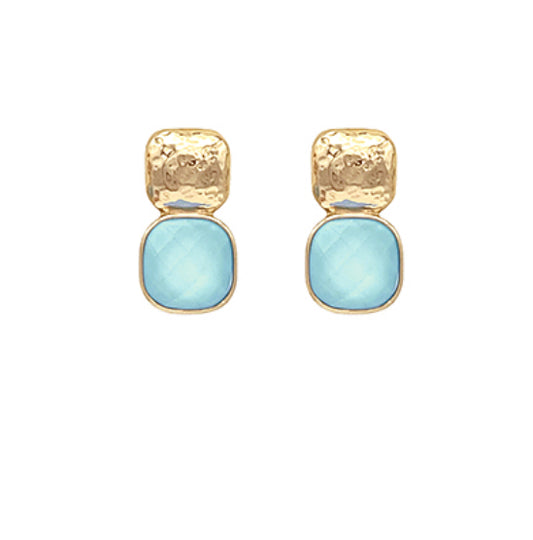 Gold and Icy Blue Drop Earrings