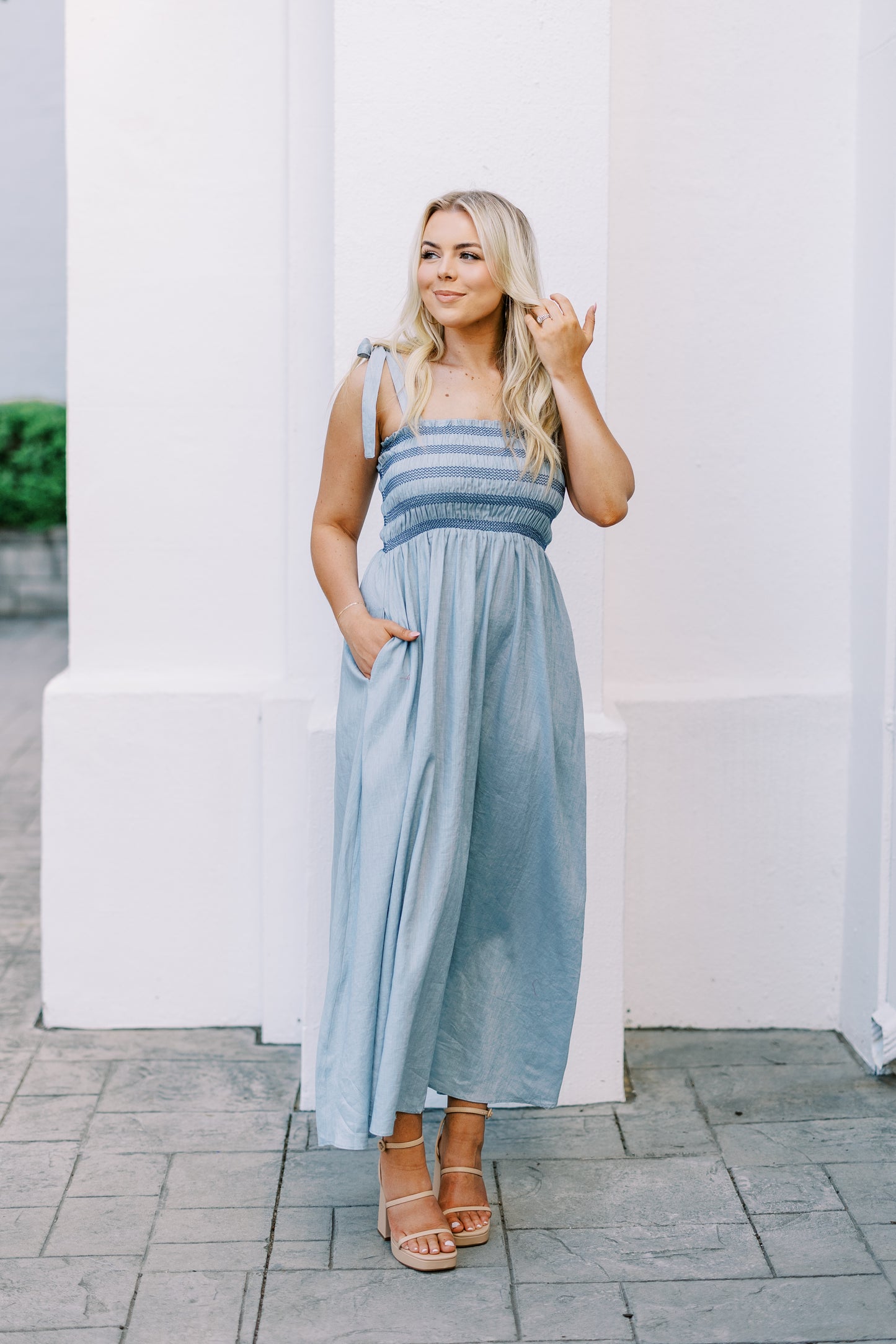 The Piper Smocked Linen Dress