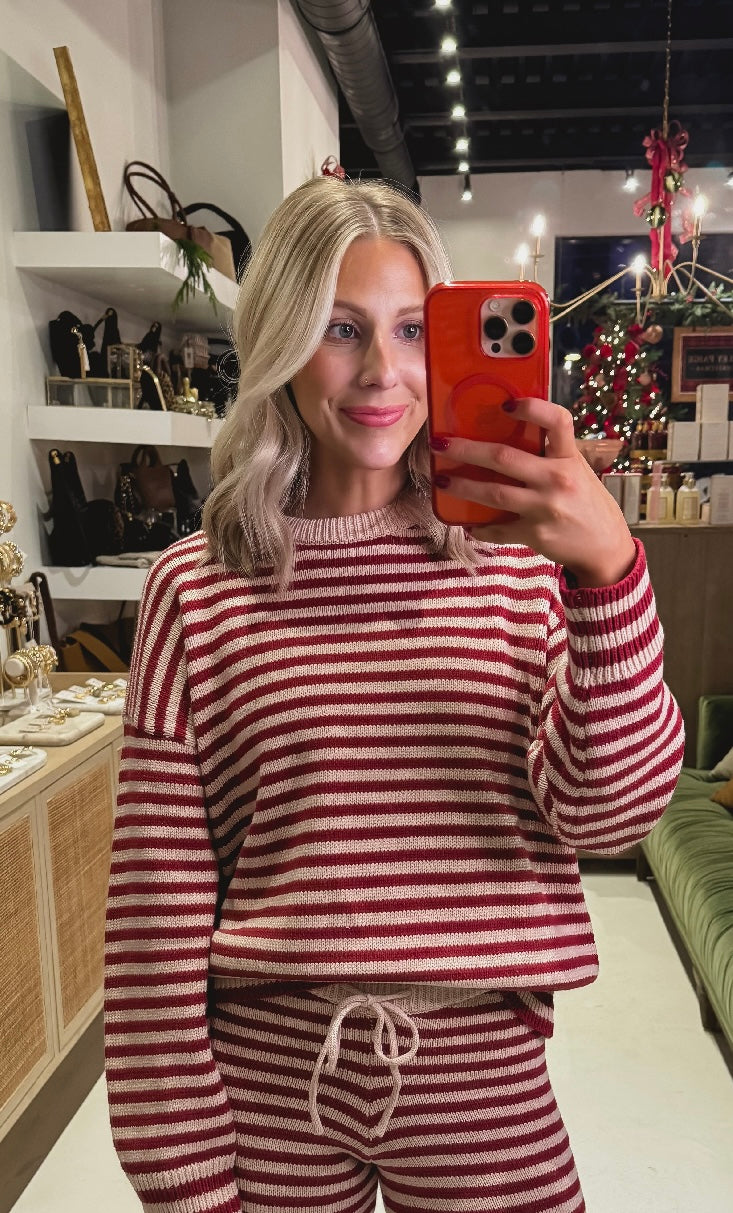 The Burgundy and Pink Stripe Top