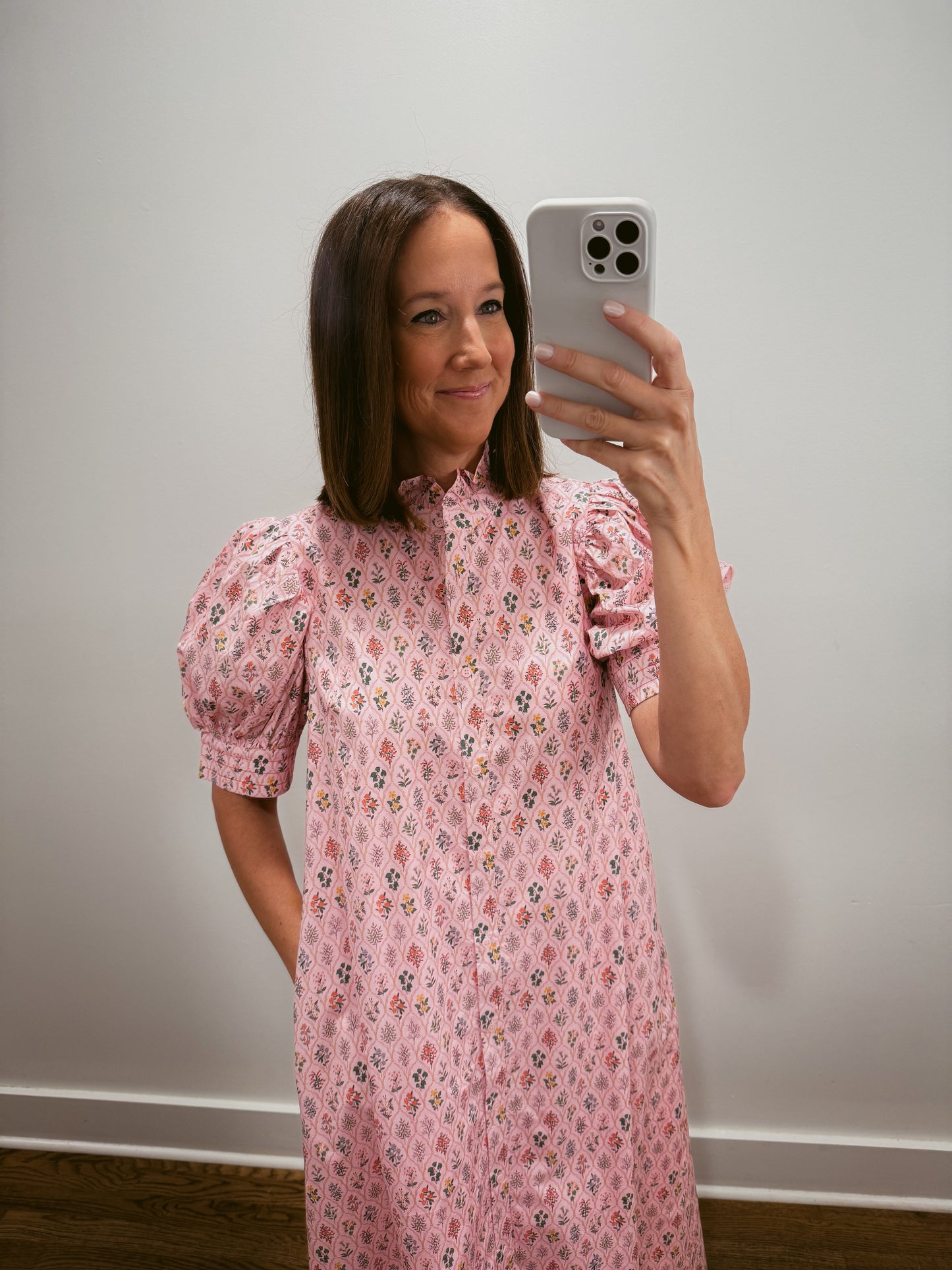 Blush Garden Shirt Midi Dress