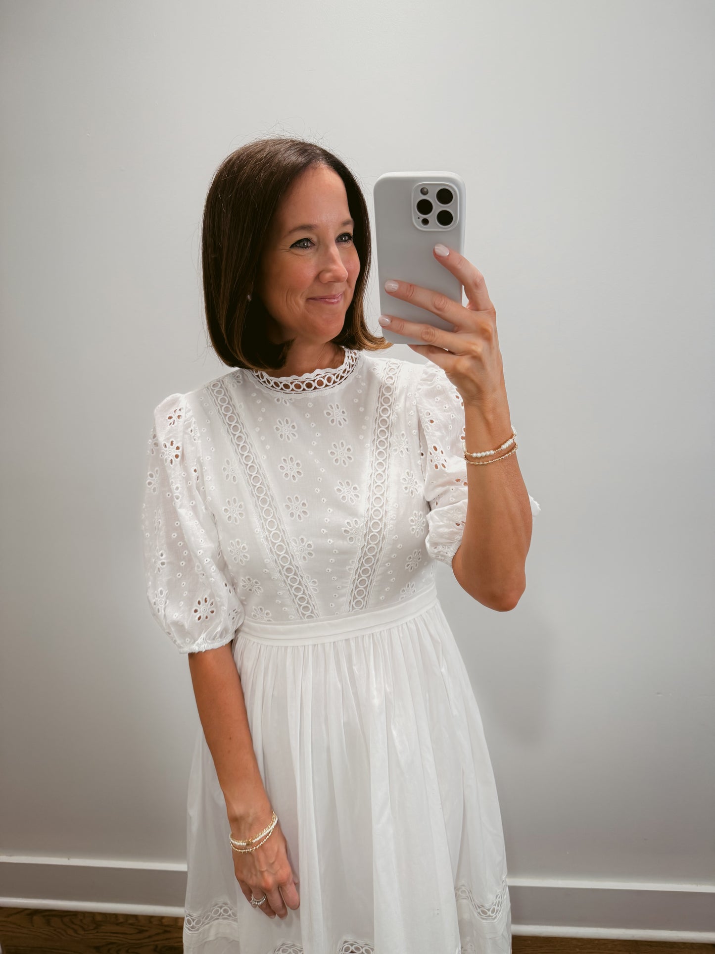 The White Eyelet Midi Dress