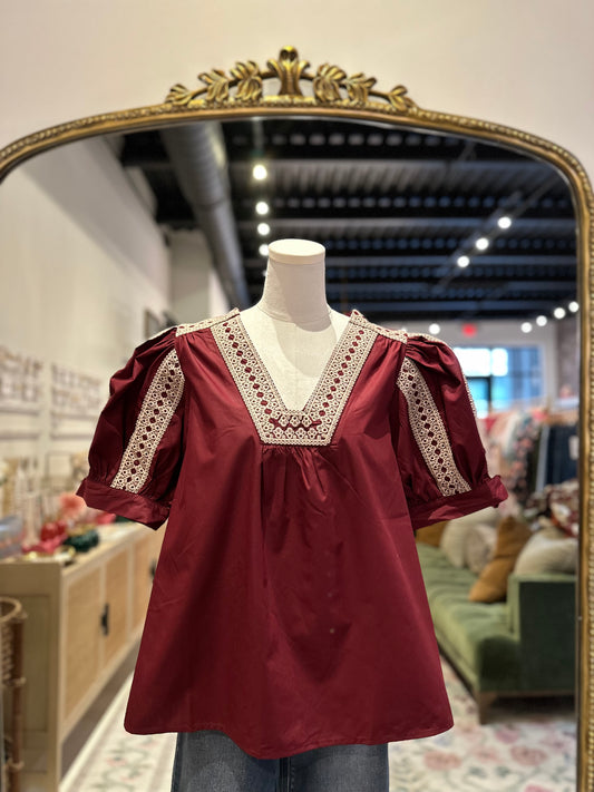 The Arden Luxe Top in Maroon