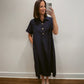 Bluebell Button Midi Dress in Navy