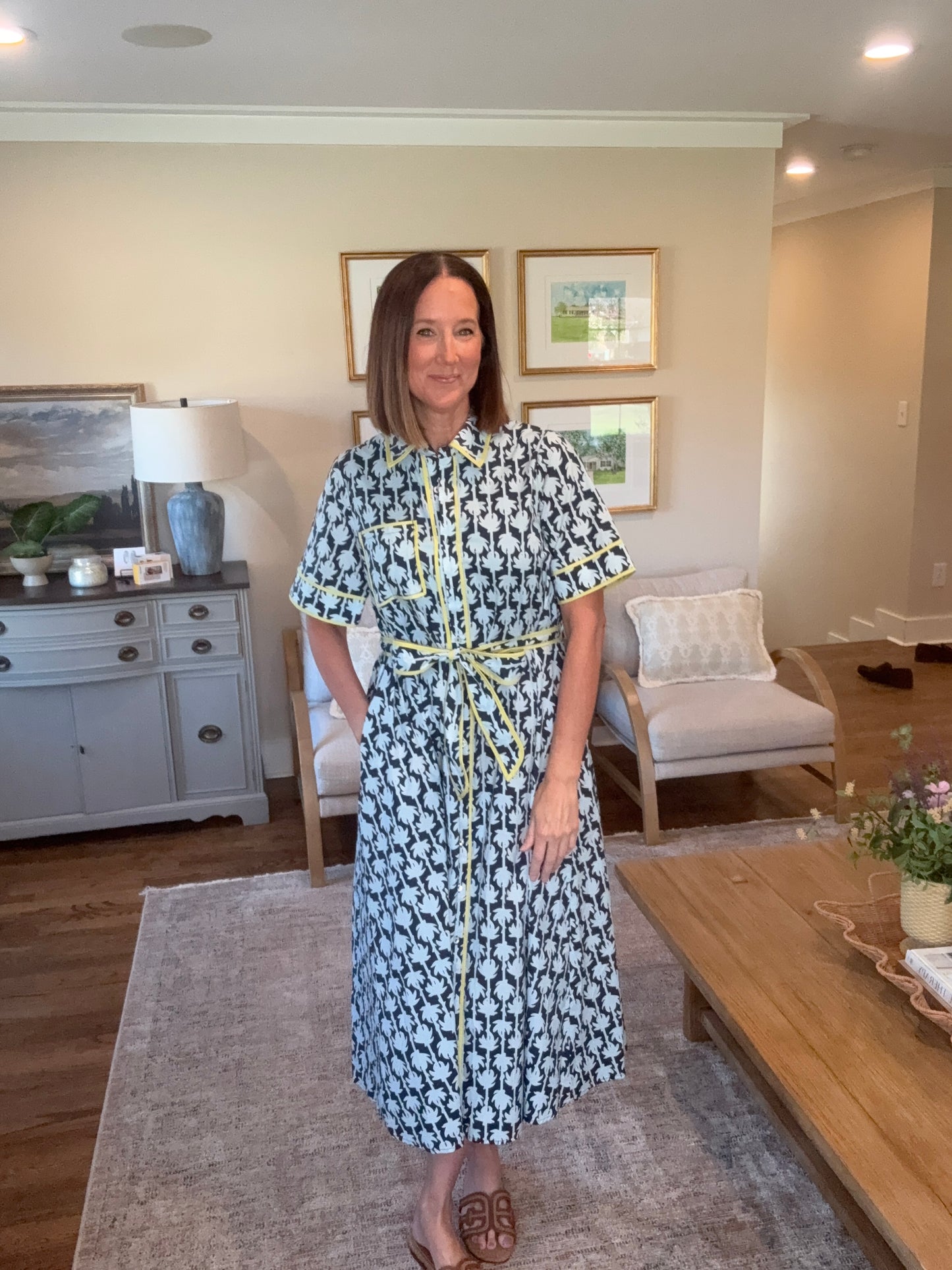 The Botanical Midi Dress in Navy