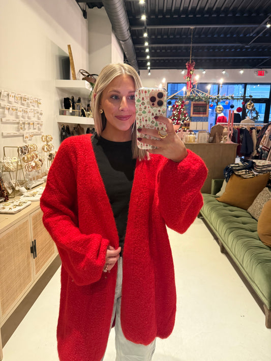 Red Oversized Cardigan