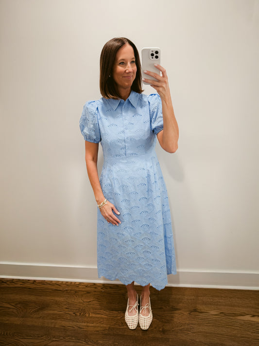 The Blue Eyelet Midi Dress
