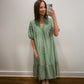 Emerald Blossom Midi Dress
