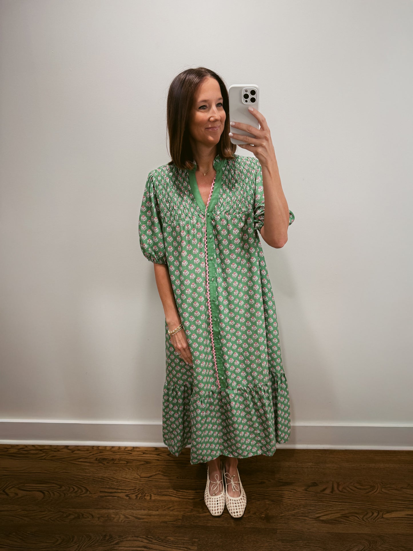 Emerald Blossom Midi Dress