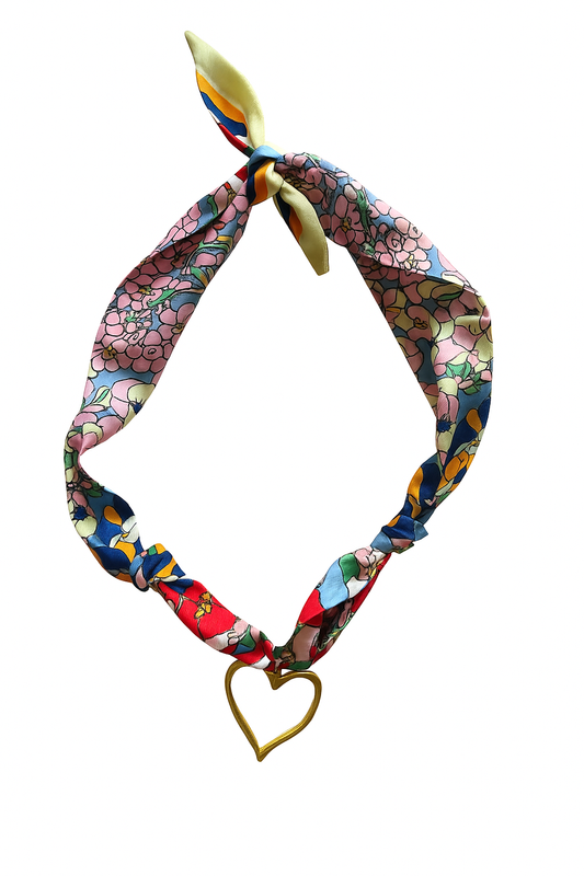 Hollow Heart Charm Scarf Necklace