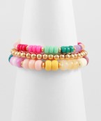 3 Row Multi Colored Beaded Bracelet