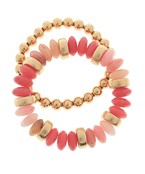 2 Row Beaded Bracelets in Dust Pink