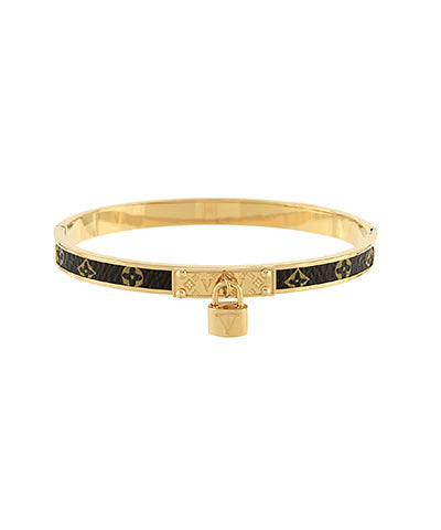 Lock & Patterned Clover Bangle Bracelet