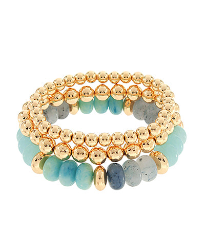 3 Row Marble Bead Bracelet in Turquoise