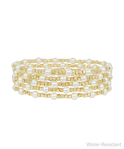 5 Row Pearl Beaded Bracelet