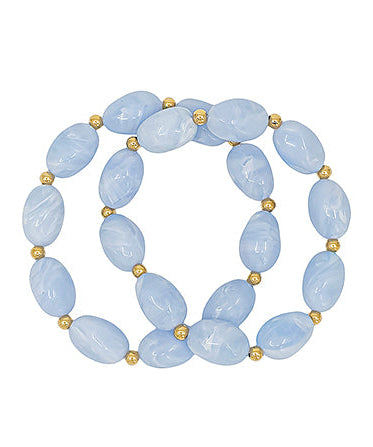 Set of 2 Light Blue Marble Bracelets