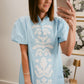 Waverly Appliqué Mini Dress in Blue