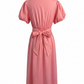 Pink Puff Sleeve Midi Dress
