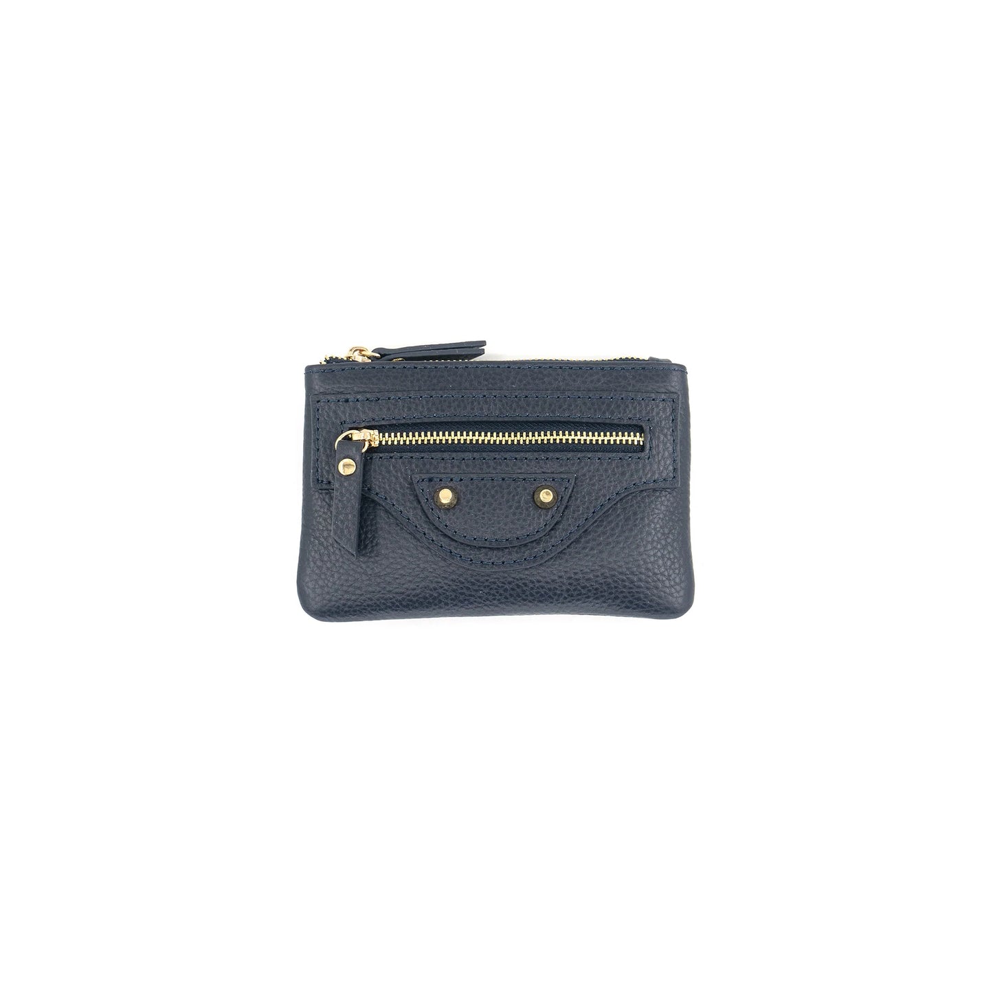 Leather Wallet Zip - Navy