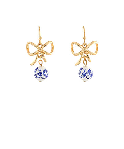 Bow and Porcelain Detail Earrings