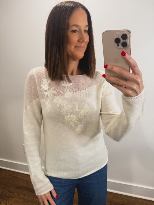The Daisy Stitch Sweater in Cream