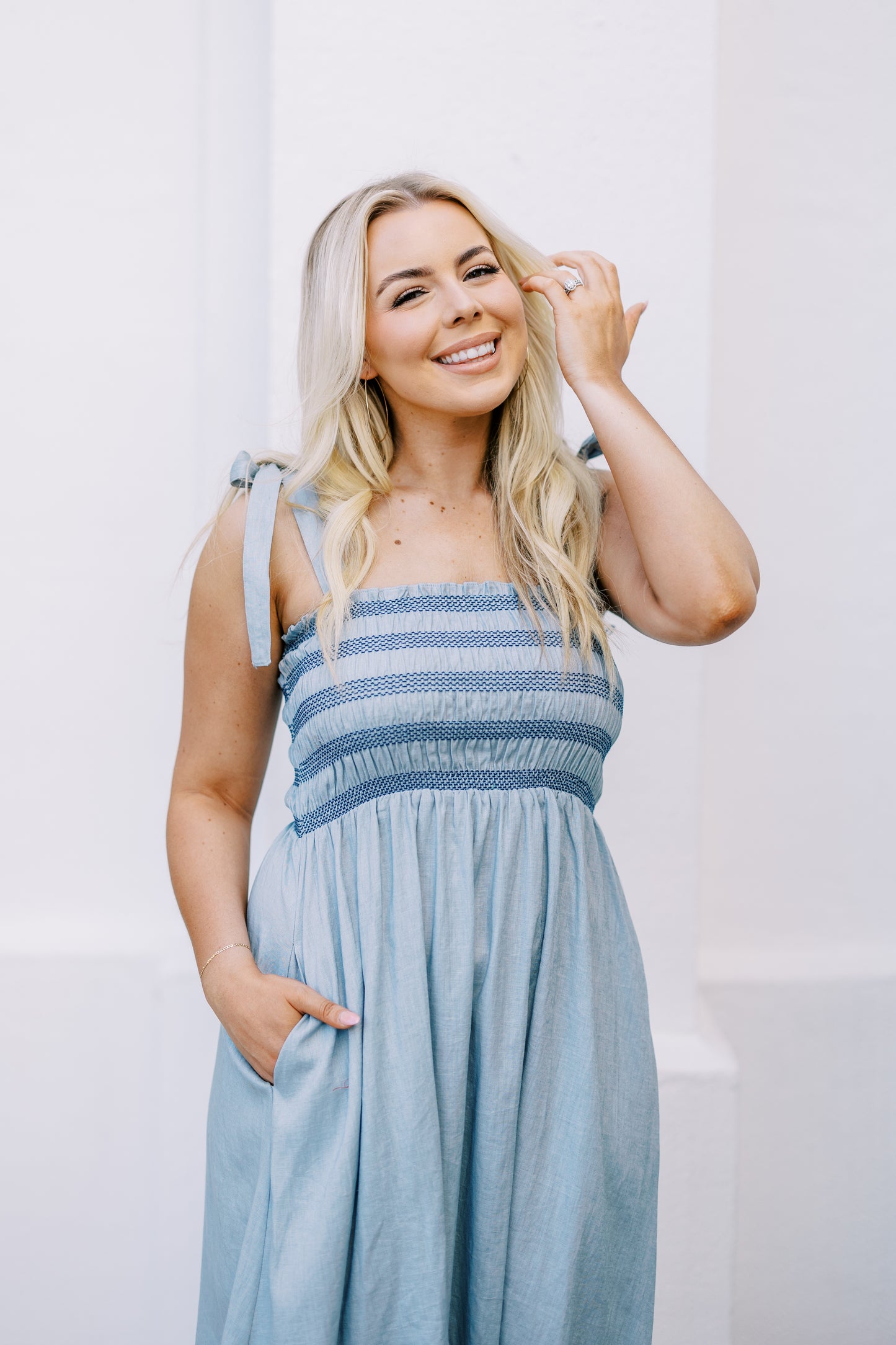 The Piper Smocked Linen Dress