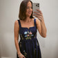 Navy Wildflower Embroidered Midi Dress