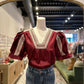 The Arden Luxe Top in Maroon