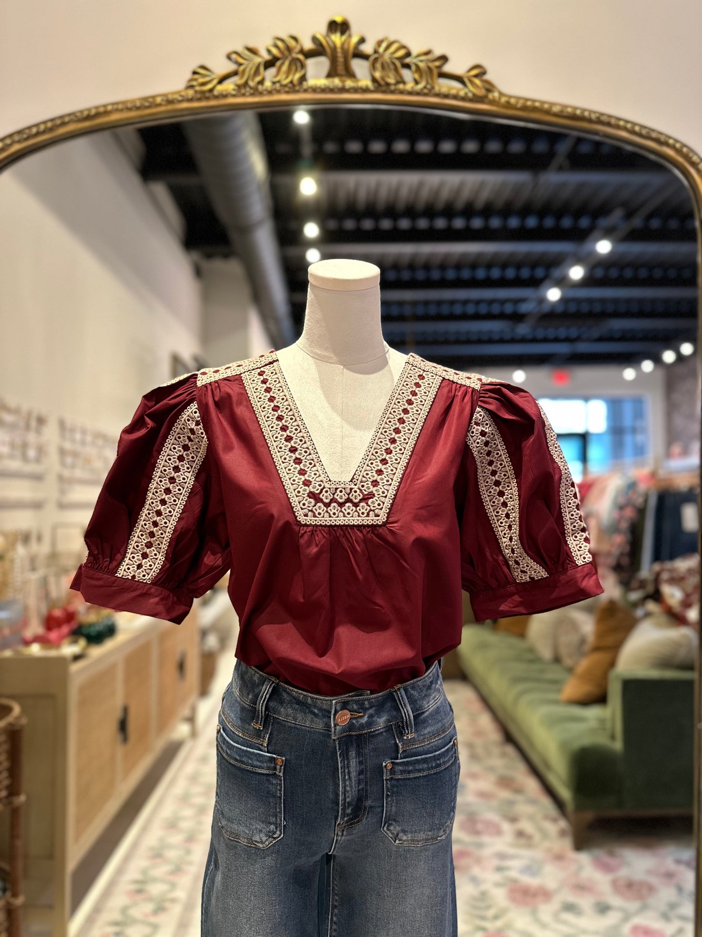 The Arden Luxe Top in Maroon