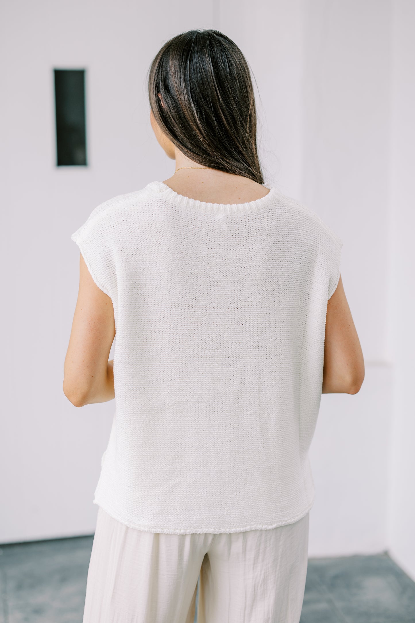 The Michelle Sweater Vest in Off White