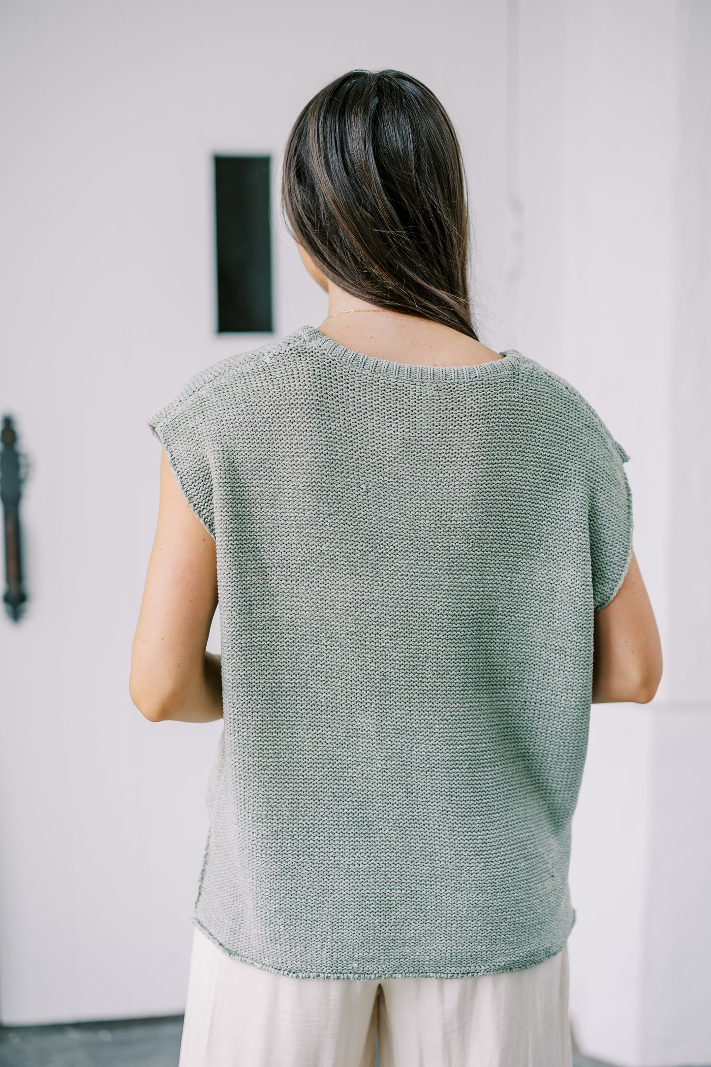 The Michelle Sweater Vest in Sage