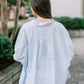 The Casey Oversized Stripe Button Down Top in Light Blue
