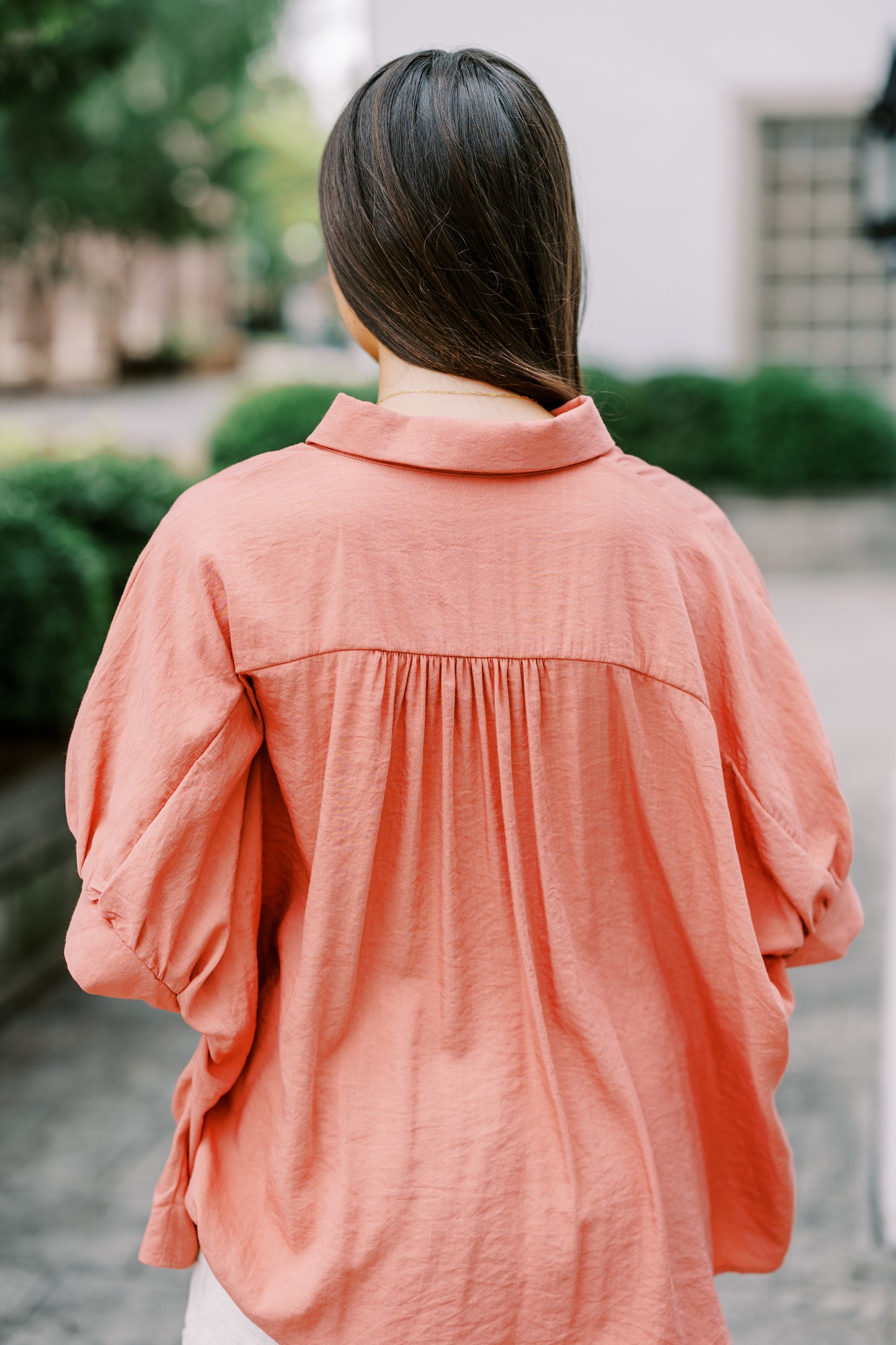 The Colleen Oversized Button Up Top in Red