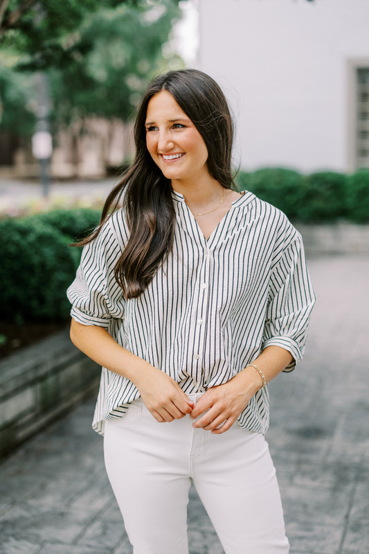 The Dublin Striped Button-Up Top