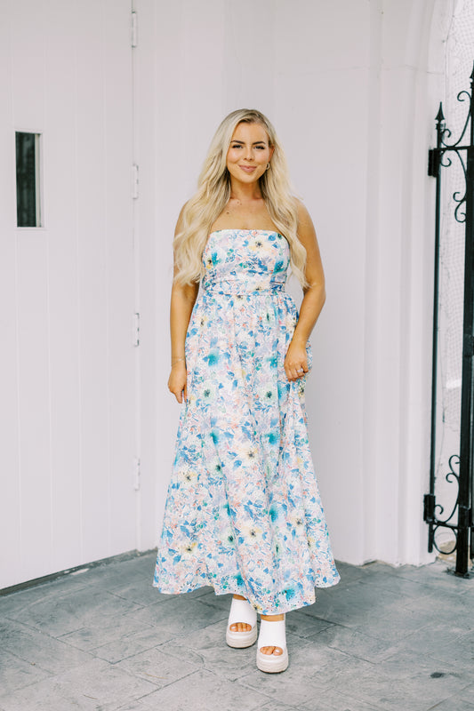 The Kauai Strapless Dress in Floral