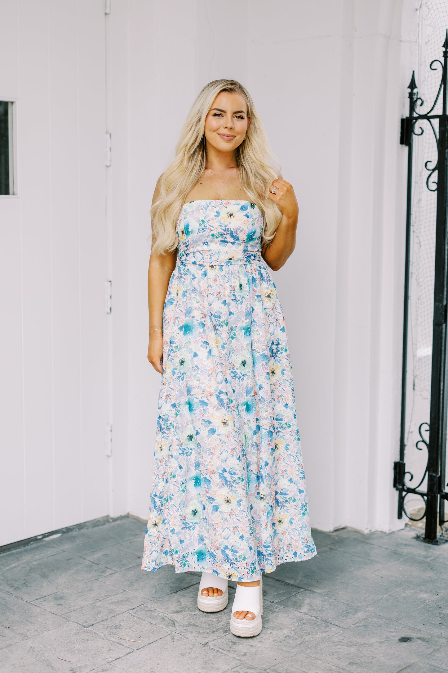 The Kauai Strapless Dress in Floral