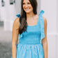 The Hazel Layered Ruffle Midi Dress in Capri Blue