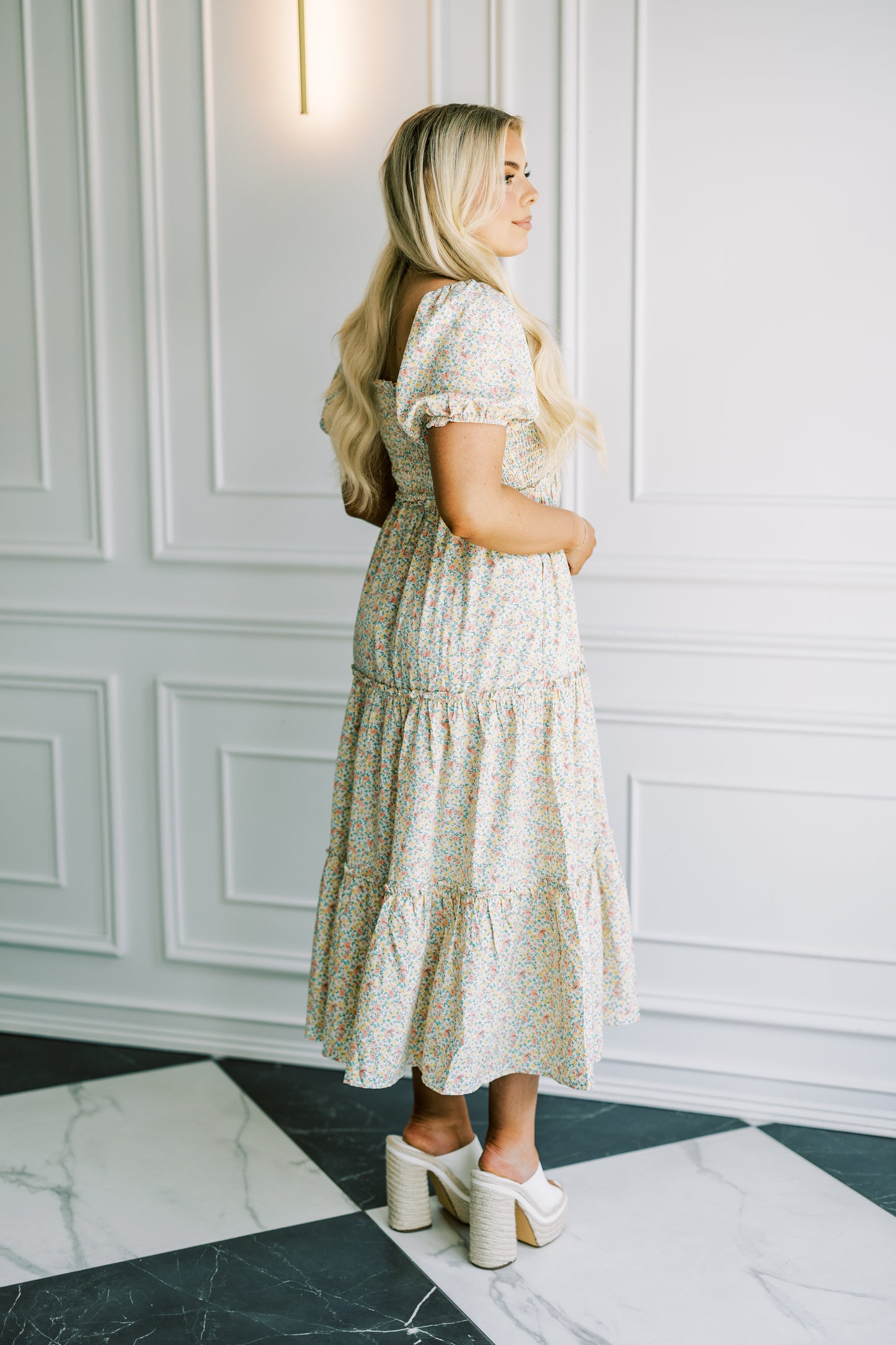 Dorothy Dress in Cream/Yellow Floral