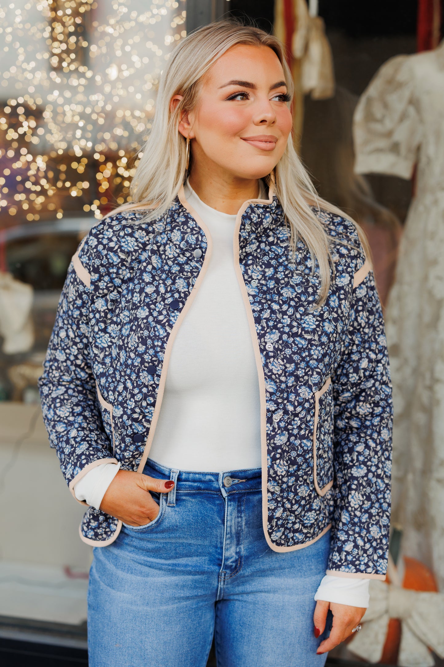 The Georgia Quilted Jacket in Blue