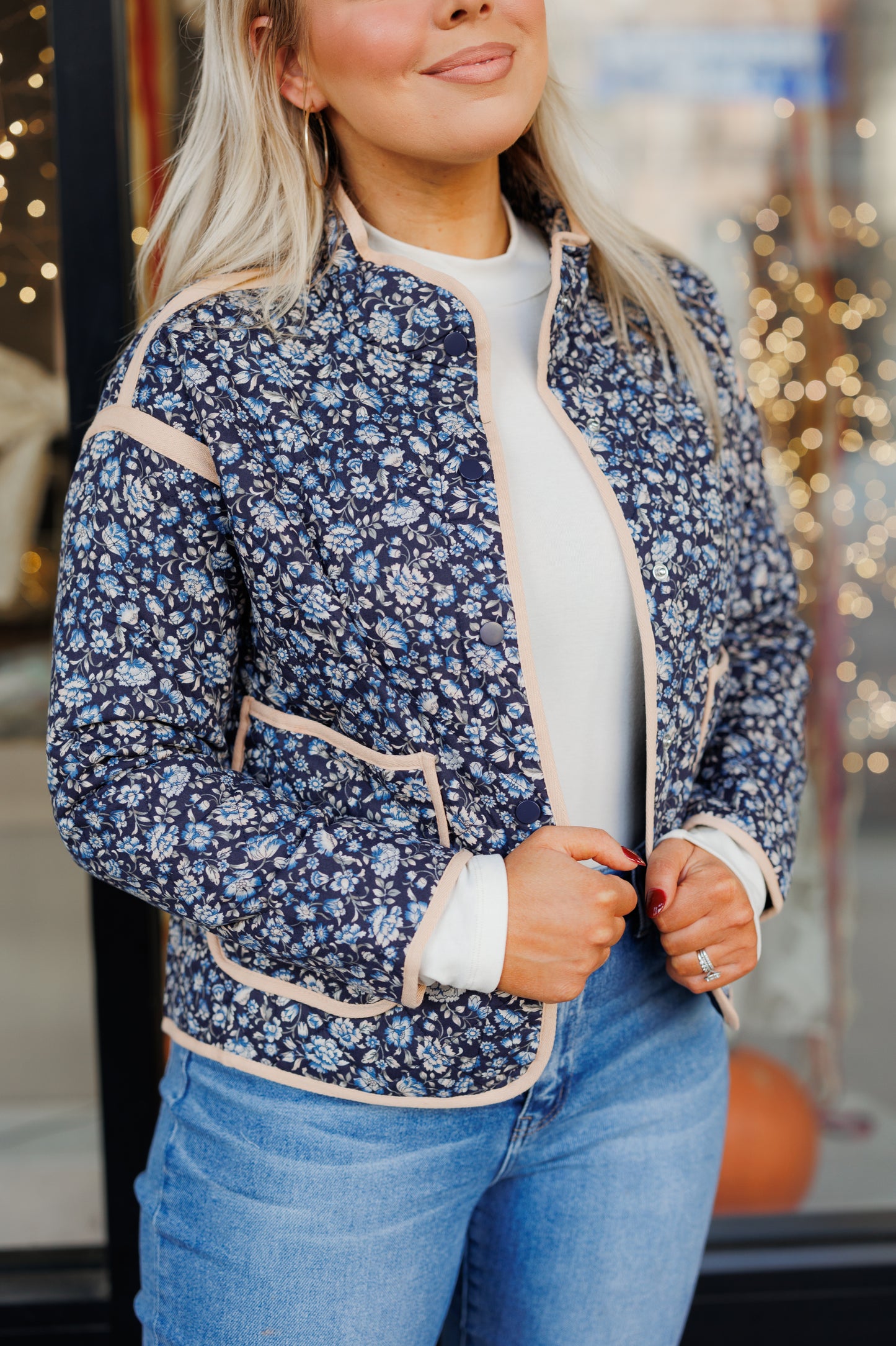 The Georgia Quilted Jacket in Blue