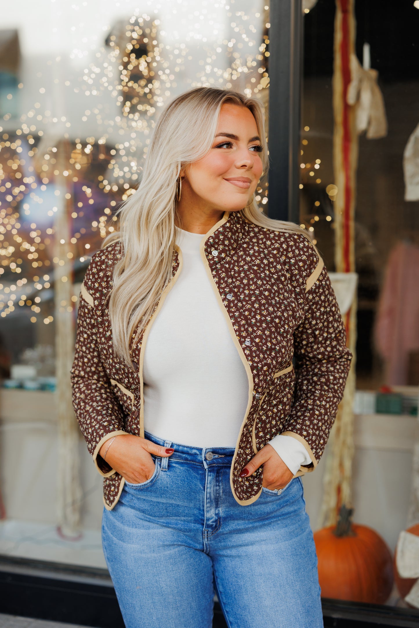 The Georgia Quilted Jacket in Brown