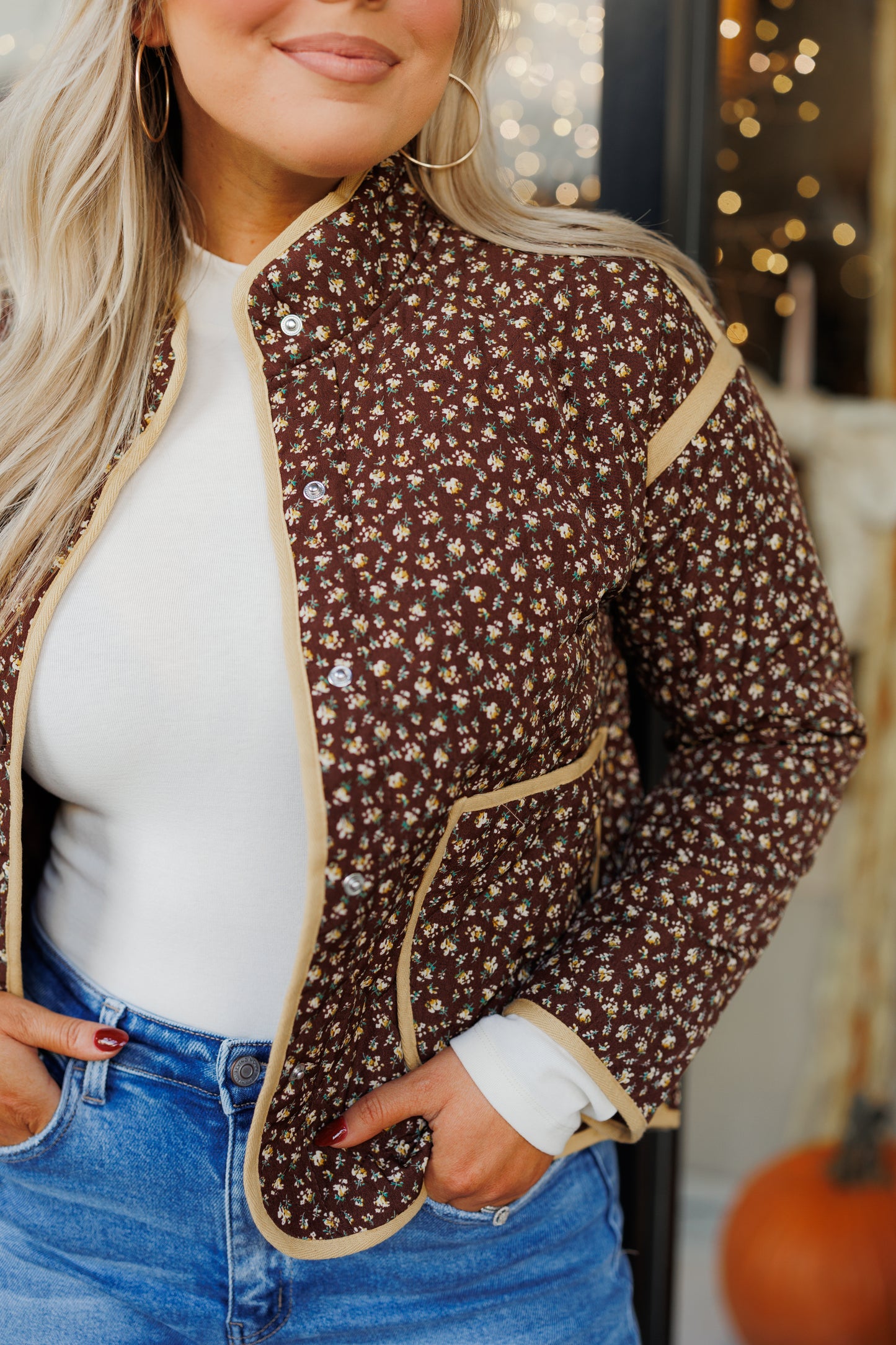 The Georgia Quilted Jacket in Brown